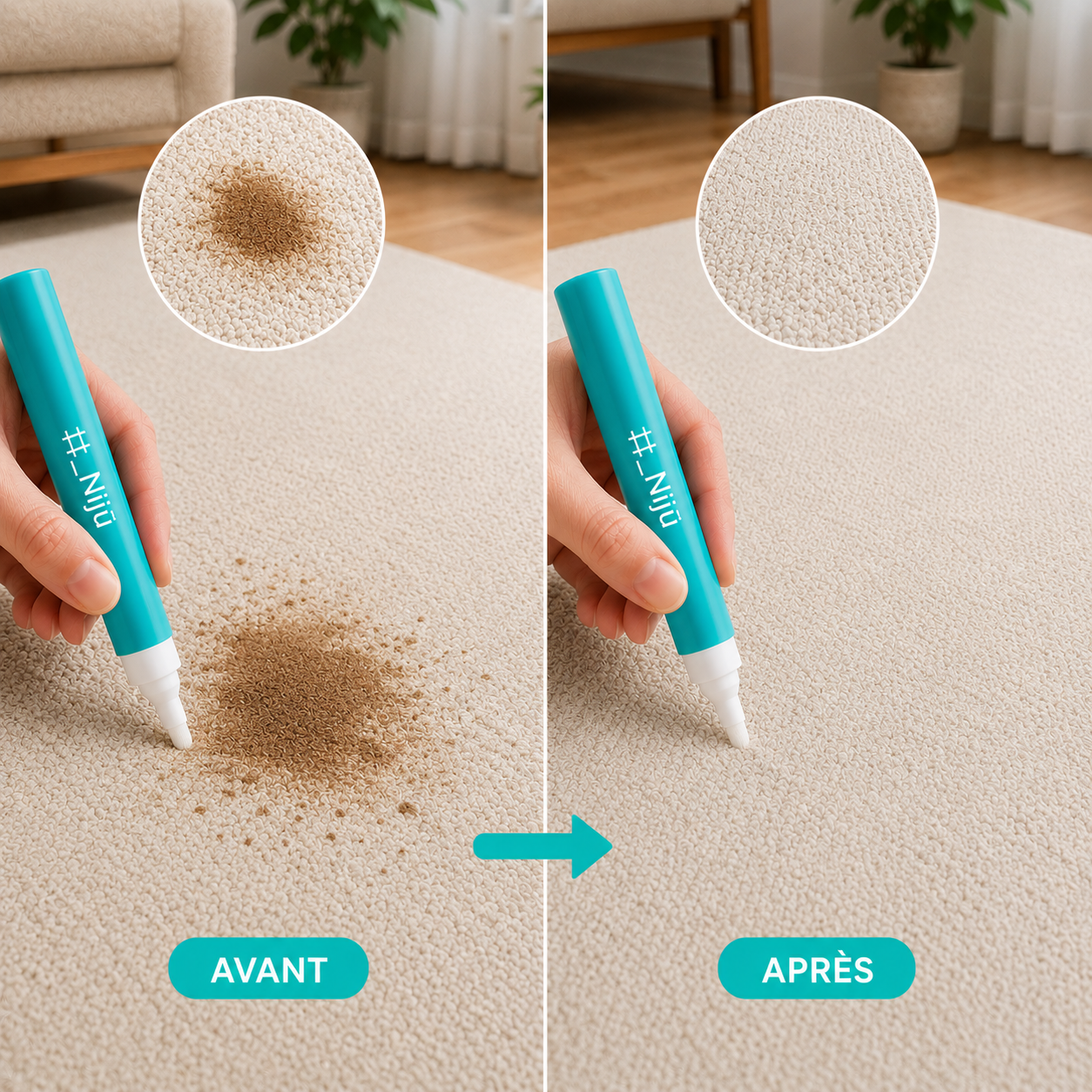 Stylo détachant Portable pour vêtements, canapé, voiture et tapis